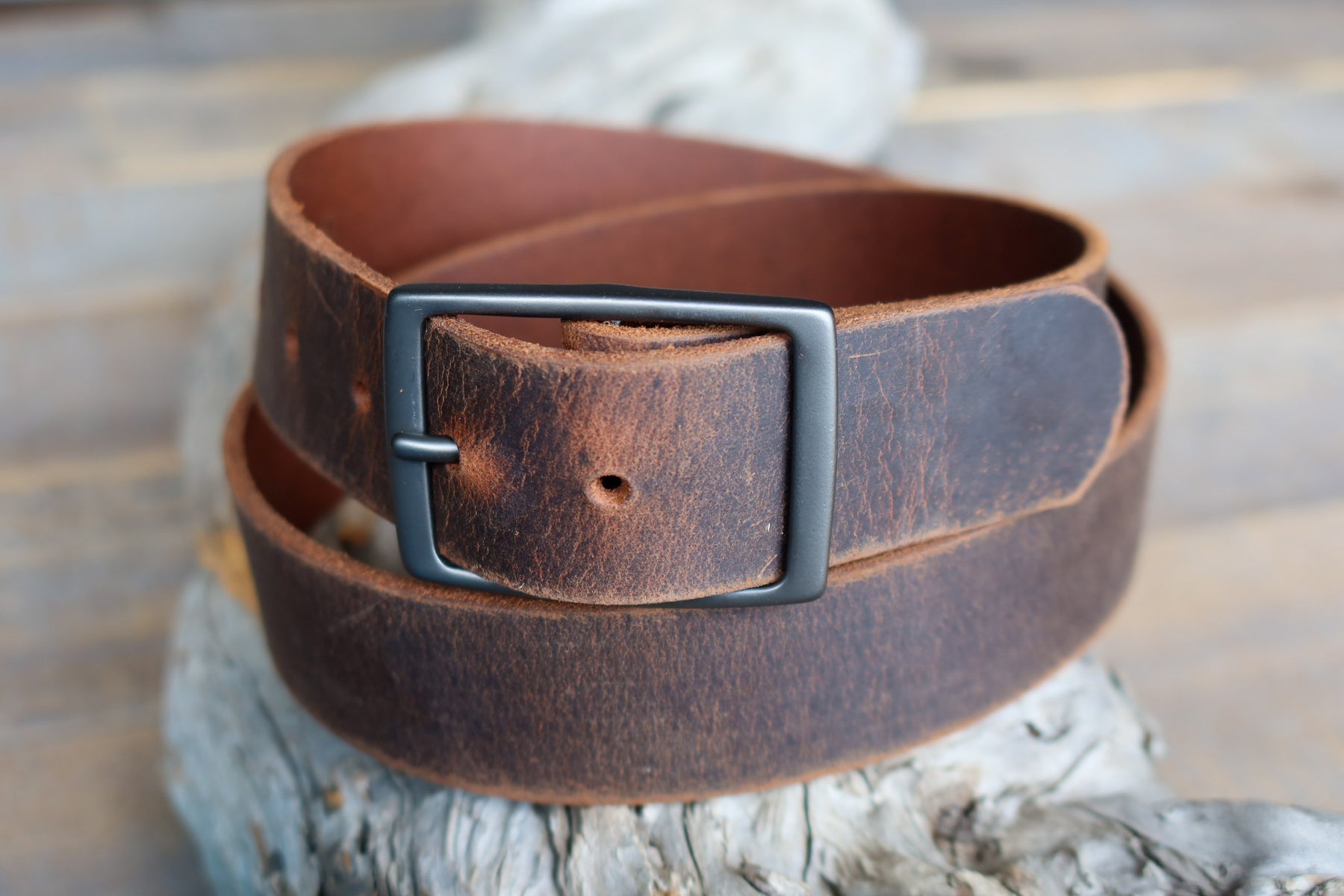 Distressed Black Leather Belt – FosterWeld